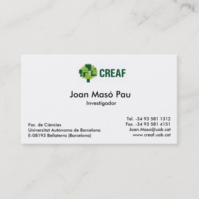 MiraMon Team Visitenkarte (Vorderseite)