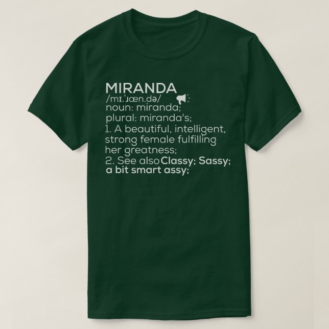 Miranda Name Miranda Definition Miranda Female Nam T-Shirt (Design vorne)