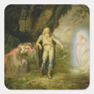 Miranda, Prospero und Ariel von "The Tempest" von Quadratischer Aufkleber