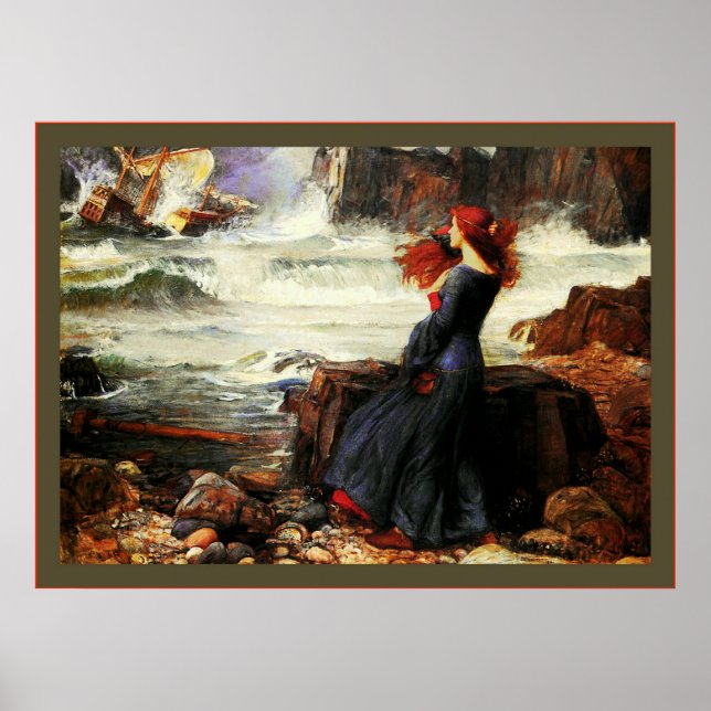 Miranda ~ The Tempest John W. Waterhouse Poster (Vorne)
