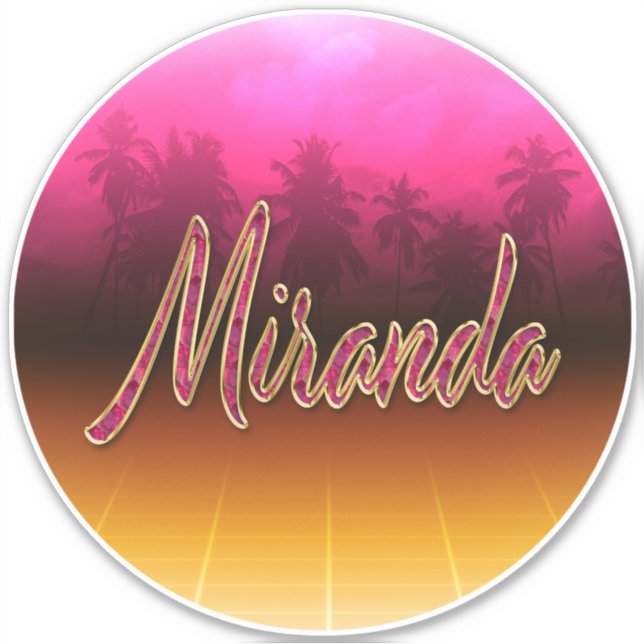 Miranda Vorname Name golden pink Aufkleber Sticker (Vorderseite)