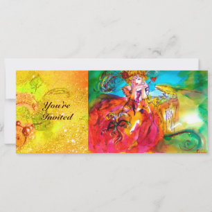 MIRANDOLINA, hellgelb-braun-grün, Glitzern Einladung