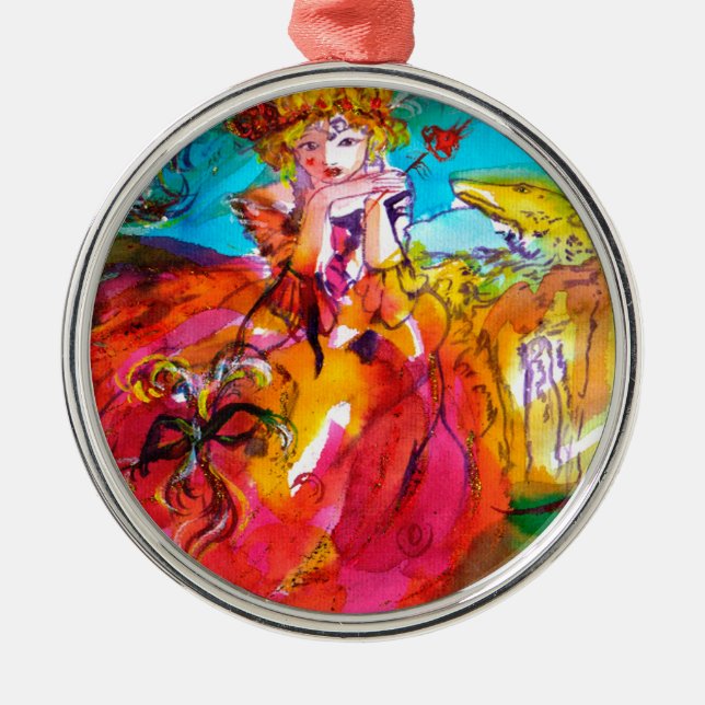 MIRANDOLINA, Venezianische Karnevalsmaske Ornament Aus Metall (Vorne)