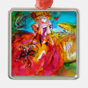 MIRANDOLINA, Venezianische Karnevalsmaske Silbernes Ornament