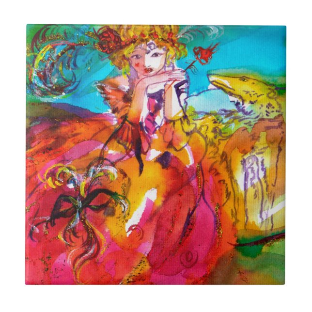 MIRANDOLINA / Venezianische Karnevalsmasken Fliese (Vorderseite)