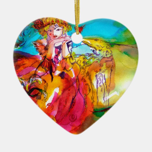 MIRANDOLINA / Venezianische Karnevalsmasken Keramik Ornament (Vorne)