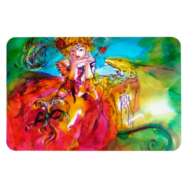 MIRANDOLINA / Venezianische Karnevalsmasken Magnet (Horizontal)