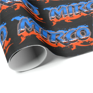 Mirco Vorname Name Graffiti blue orange Geschenkpapier