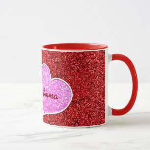 MIRLY PINK HEART RED GLITZER TASSE