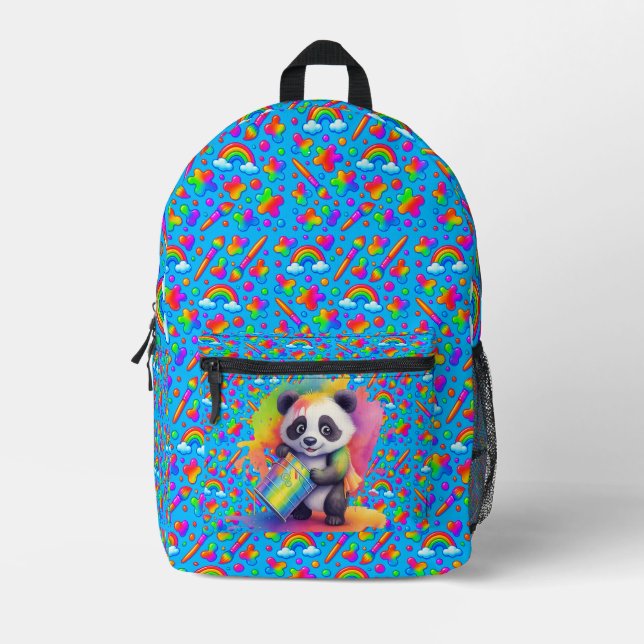 Miro the Panda Bear — Backpacks Col Cut Sew Bag Bedruckter Rucksack (Vorderseite)