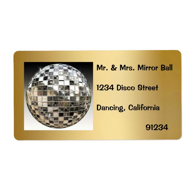 Mirror Ball Disco Party Labels (Vorne)