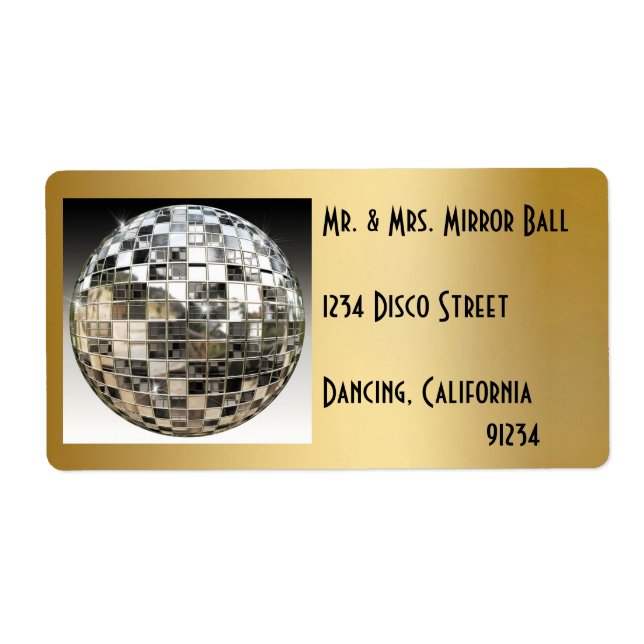 Mirror Ball Disco Party Labels (Vorne)