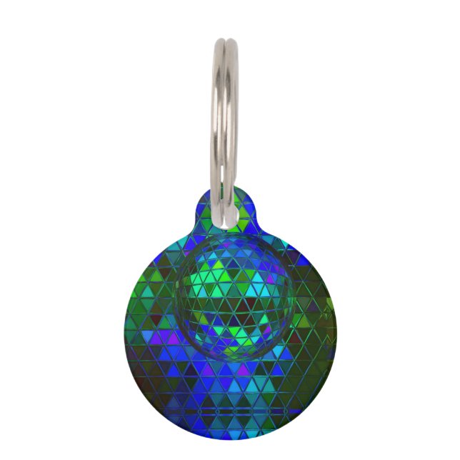 Mirror Disco Ball Groovy Geometric Digital Print Haustiermarke (Vorderseite)