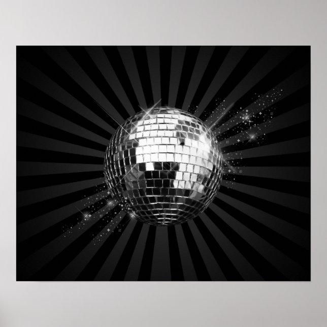 Mirror Disco Ball on Black Poster (Vorne)
