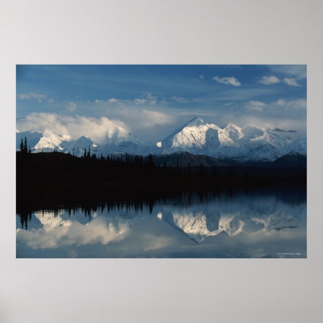 Mirror Lake Horizon mit Forest & Snowy Mountains Poster (Vorne)