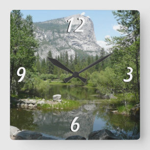 Mirror Lake View in Yosemite National Park Quadratische Wanduhr