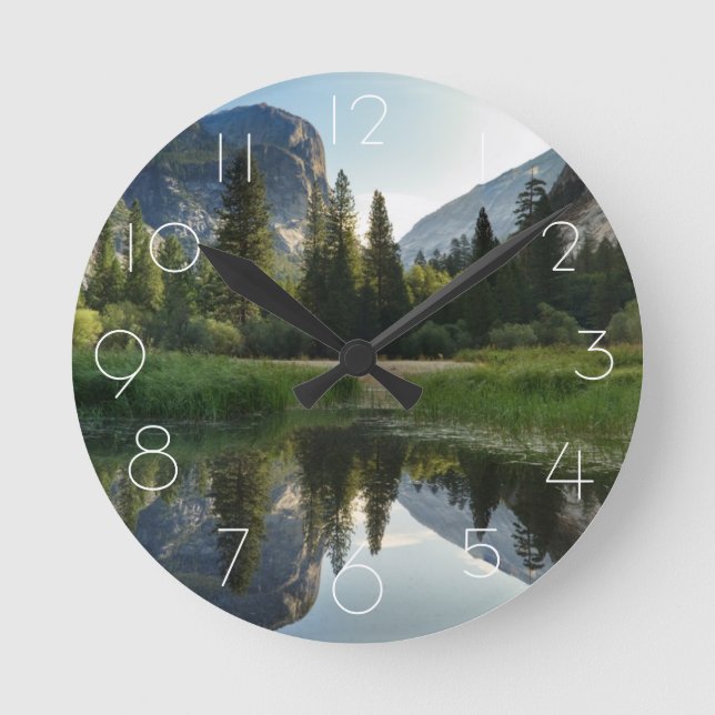 Mirror Lake, Yosemite Runde Wanduhr (Vorderseite)