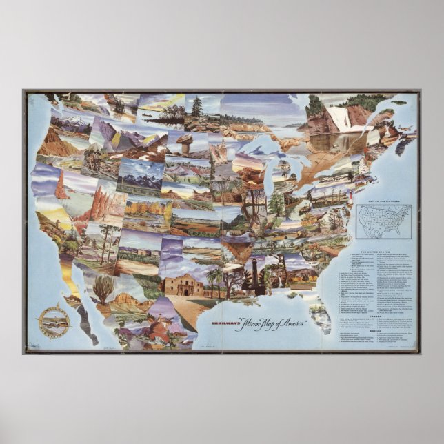 "Mirror Map of America" - Sehenswürdigkeiten der N Poster (Vorne)