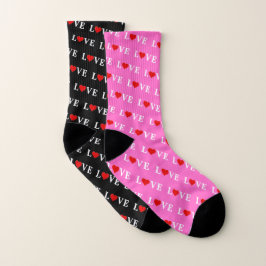 Mirror Match: Inside Black, Outdoor Pink LIEBE Socken