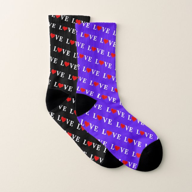 Mirror Match: Inside Black, Outside Lavender LIEBE Socken (Paar)