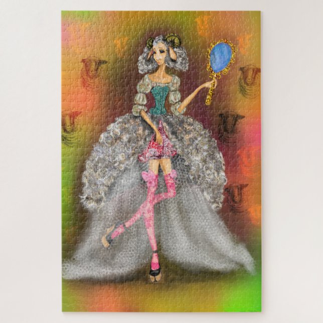 Mirror Mirror - Lady Lamb - Abstrakte Malerei Puzzle (Vertikal)