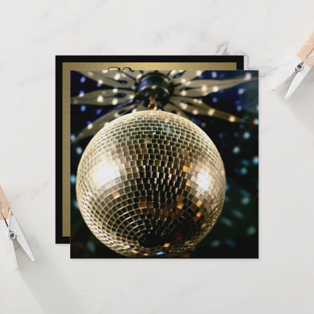 Mirrored Disco Ball 3 Einladung (Vorderseite/Rückseite Beispiel)
