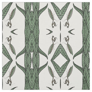 Mirrored Praying Mantis auf grünen Blätter Stoff