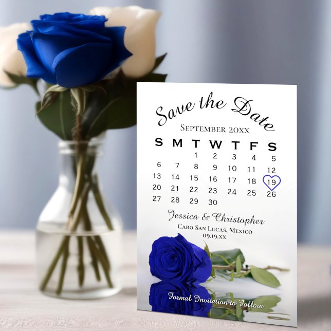 Mirrored Royal Blue Rose Save The Date (Von Creator hochgeladen)