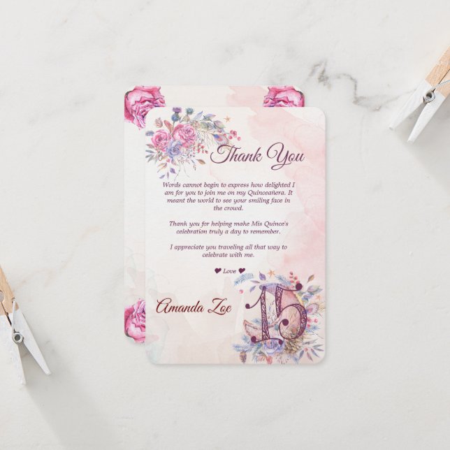 Mis 15 Vielen Dank Hinweis (Vorderseite/Rückseite Beispiel)