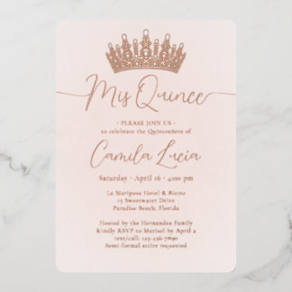Mis Quince 3 Foto Collage Quinceañera Crown Pink Folieneinladung