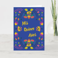 Mis Quince Anos Blue Floral Mexican Fiesta Party