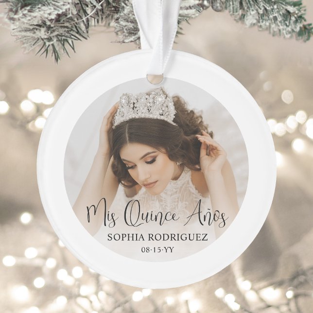 Mis Quince Años Elegante Moderne Quinceñera 2 Foto Ornament (Von Creator hochgeladen)
