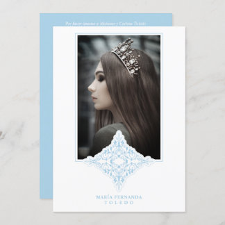 Mis Quince Años Español Foto Efecto Dusty Blue Einladung