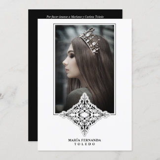 Mis Quince Años Español Foto Efecto Encaje Negro Einladung