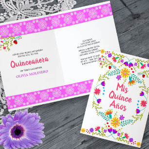 Mis Quince Anos Florale Mexikanische Fiesta Quince Einladung