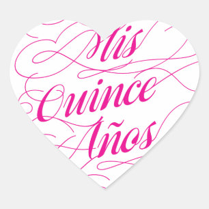 Mis Quince Años Heart Sticker Pink Quinceañera