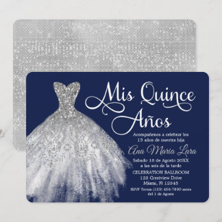 Mis Quince Años Invitación de Quinceañera Azul Einladung