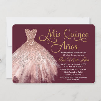 Mis Quince Años Invitación de Quinceañera Rosada Einladung