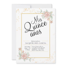 Mis Quince Anos Pink Floral Quinceañera Einladung