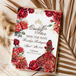 Mis Quince Años Rote Rosen Chic Elegant Save The Date