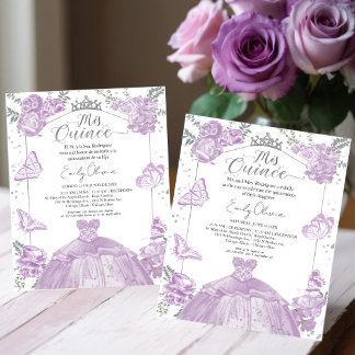 Mis Quince Budget Einladung Bilingual Lavender