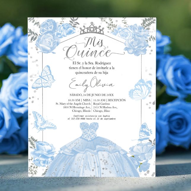 Mis quince Budget Einladung Spanisch Dusty Blue (Von Creator hochgeladen)
