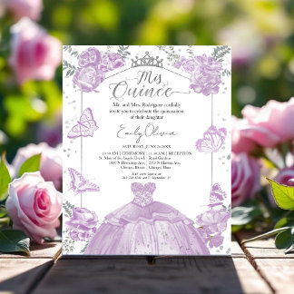 Mis quince Budget Einladung Spanisch Lavender
