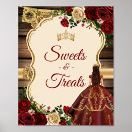 Mis Quince Burgundy Floral Rustic Sweet Leckereien Poster