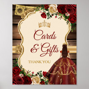 Mis Quince Burgundy Rustikale Karten Geschenke Poster