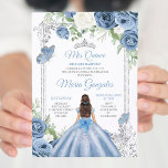 Mis Quince Dusty Blue & Silver Floral Quinceañera Einladung<br><div class="desc">Dusty Blue & Silver Floral Quinceñera Einladung Mis Quince 15 Anos,  16. Geburtstag, </div>