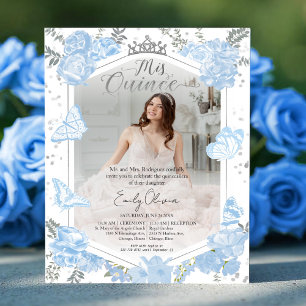 Mis Quince Foto Einladung Dusty Blue