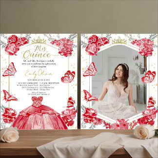 Mis Quince Foto Einladung Rote Flora