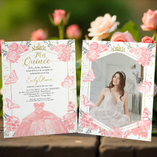 Mis Quince Foto Einladung Spanisch Rosa