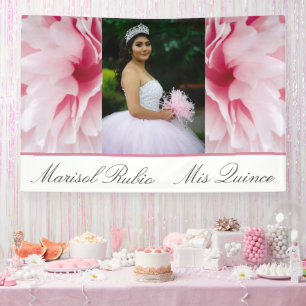 Mis Quince Pink Floral Custom Foto Banner